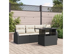 Vidaxl Conjunto De Sofá De Jardim 5 Unid. Preto