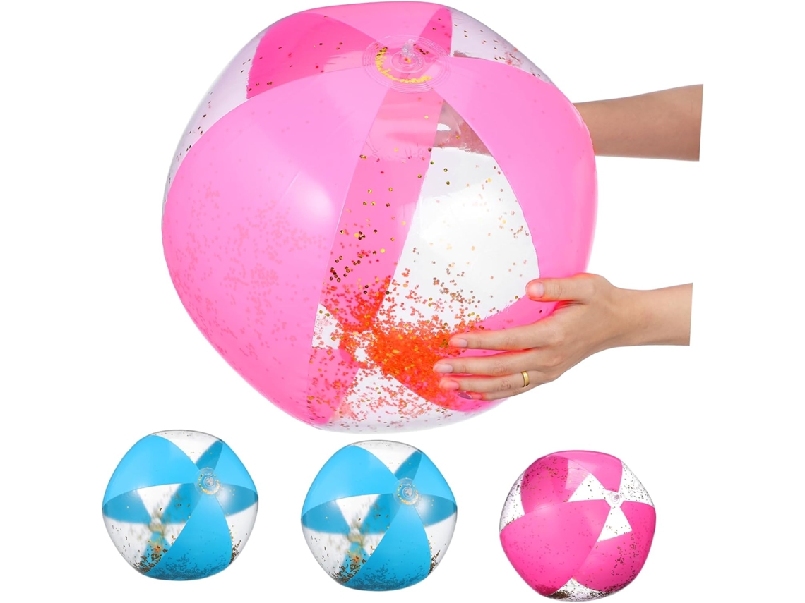 Conjunto De 4 Bolas De Praia Infláveis Com Glitter...