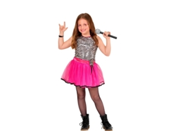 Fato de Pop Star cinza e rosa para menina