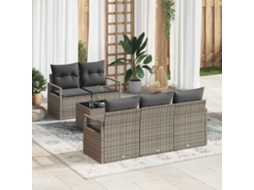 Vidaxl Conjunto De Sofás 6 Unid. 5-número De Lugares Cinzeto Vime Pe