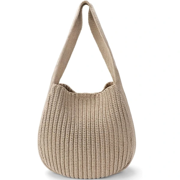 Bolsa de praia AQUAFORGE de palha, cordão de algodão, grande capacidade
