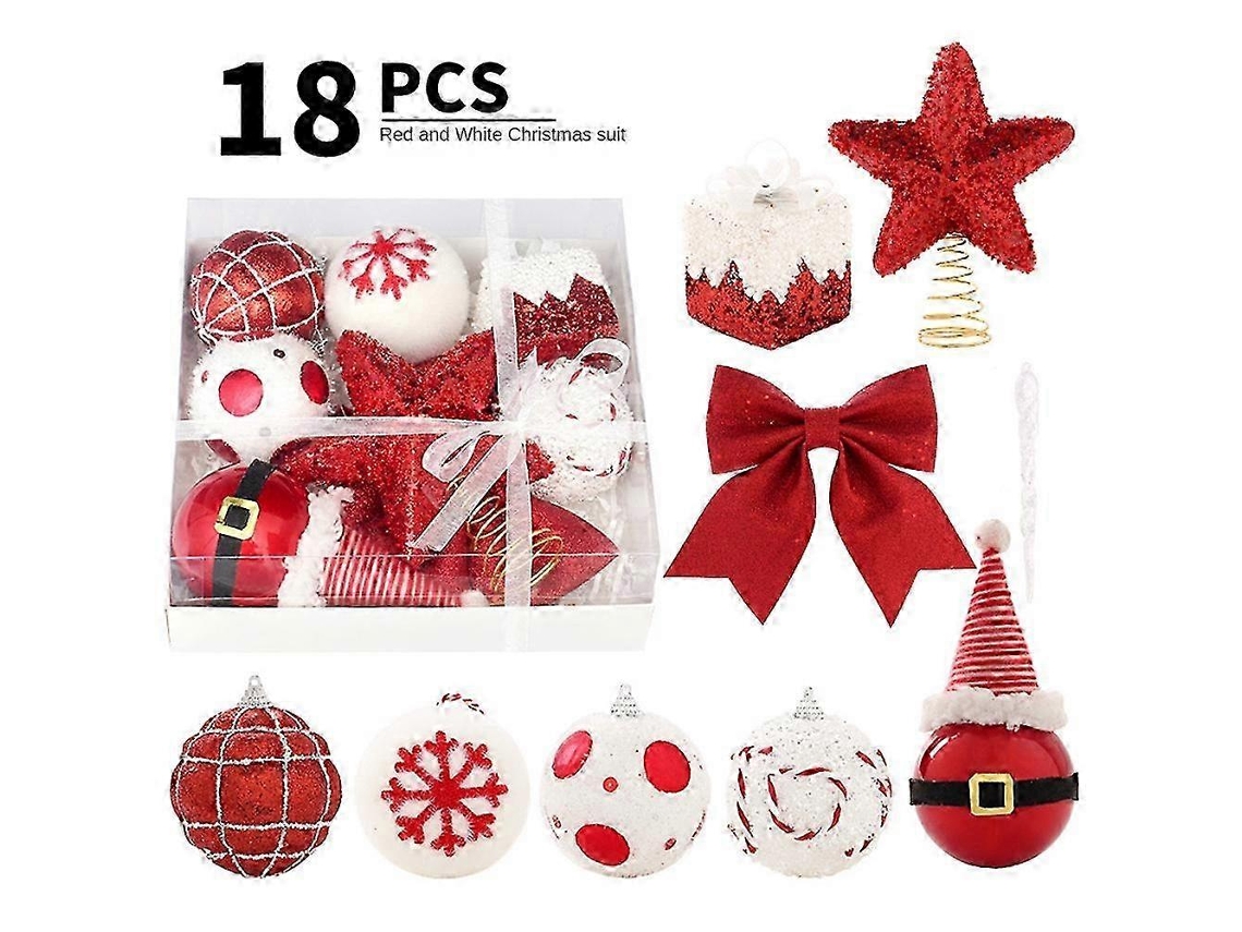 Bolas De Natal Gigantes, Vermelhas E Brancas, De 8 Cm, Inquebráveis, Para Decorar Sua Árvore De Natal. Olysi Shop