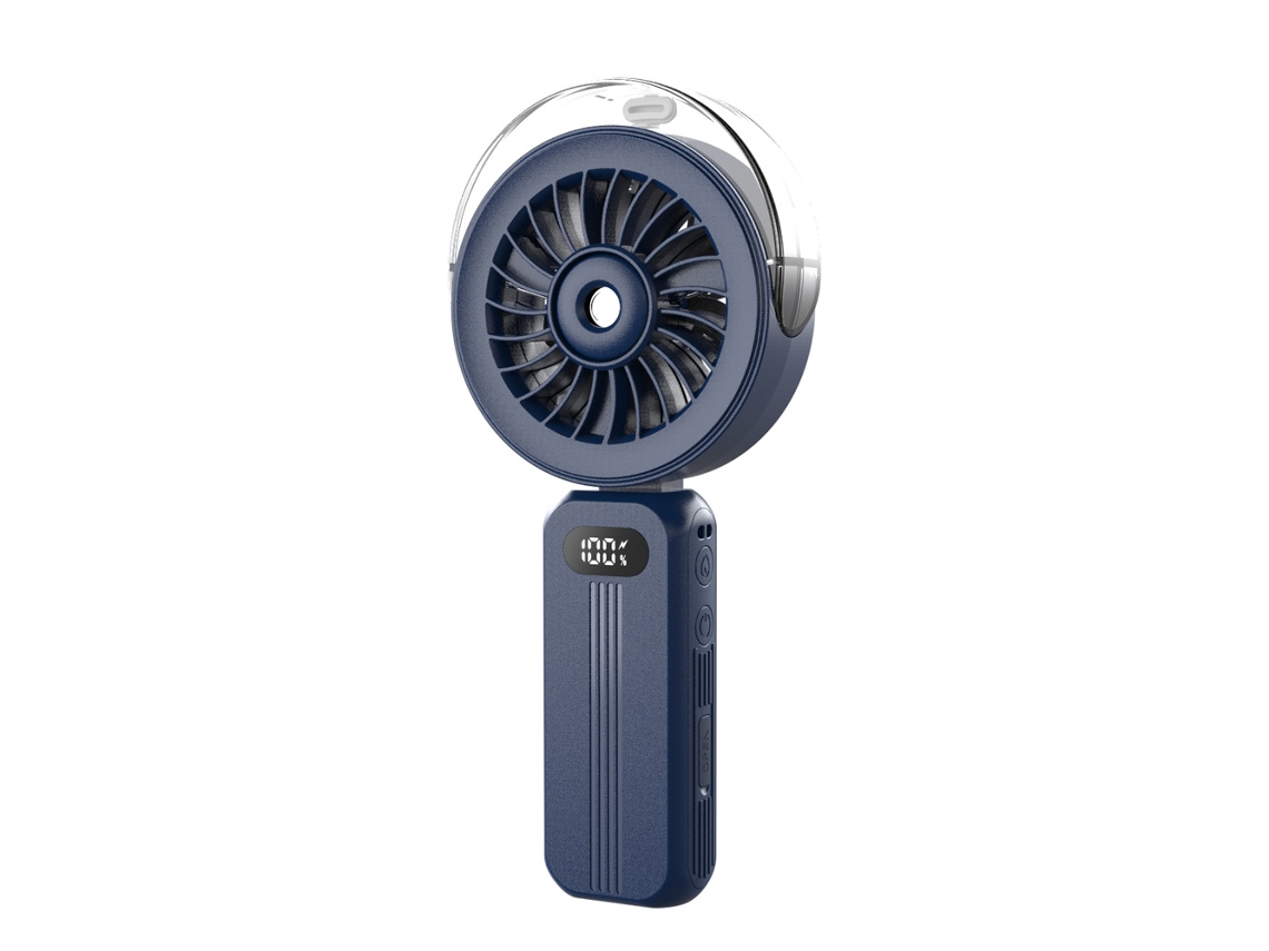 Ventoinha Portátil Dobrável Com Spray, Recarregável, 4 Velocidades, Azul Gertiz