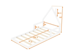 Cama Infantil, Pinheiro Sólido, Montagem Fácil, Cqy-branco