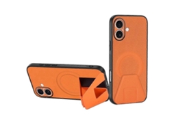 Capa Para Iphone 16 Com Suporte Em Couro Pu Tpu Compatível Com Magsafe