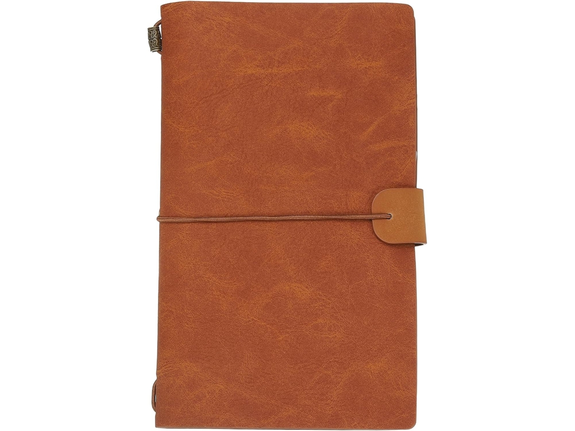 Caderno Patikil Vintage Retrô Em Couro Pu, Diário De Viagem E Agenda Recarregável, Marrom Claro