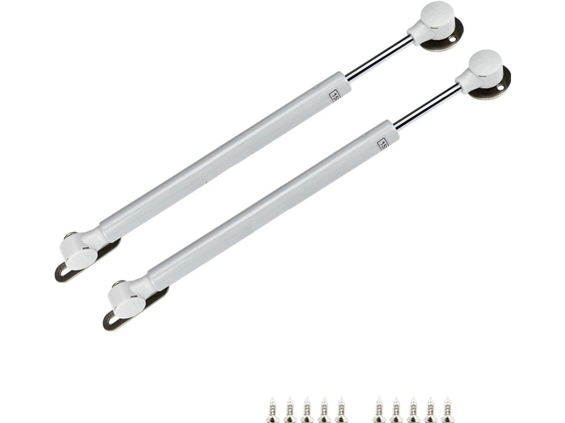Haste De Suporte Com Mola A Gás Para Armário, Pacote Com 2 Unidades, Cor Prata, 400mm, 150n, Com Suportes E Parafusos