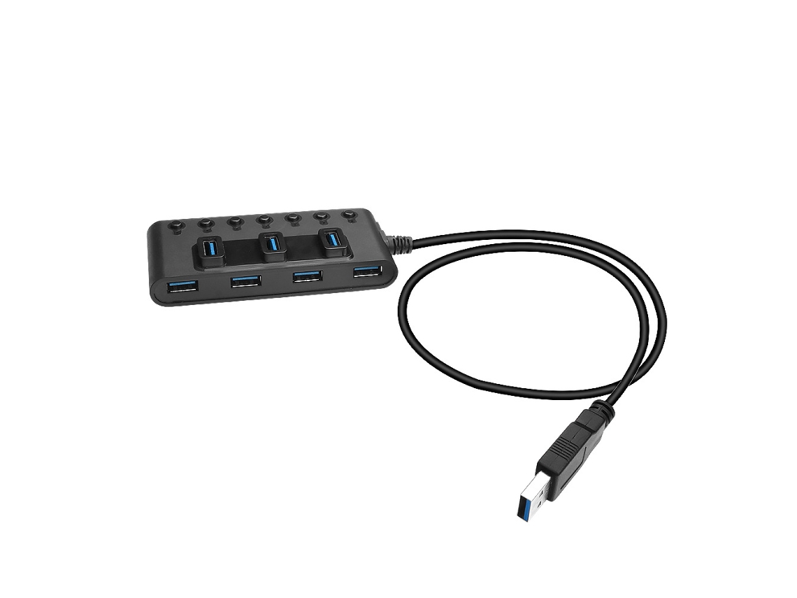 Hub Usb 3.0 De 7 Portas Com Estação De Expansão De Botão, Conversor De Extensão De Computador De Alta Velocidade