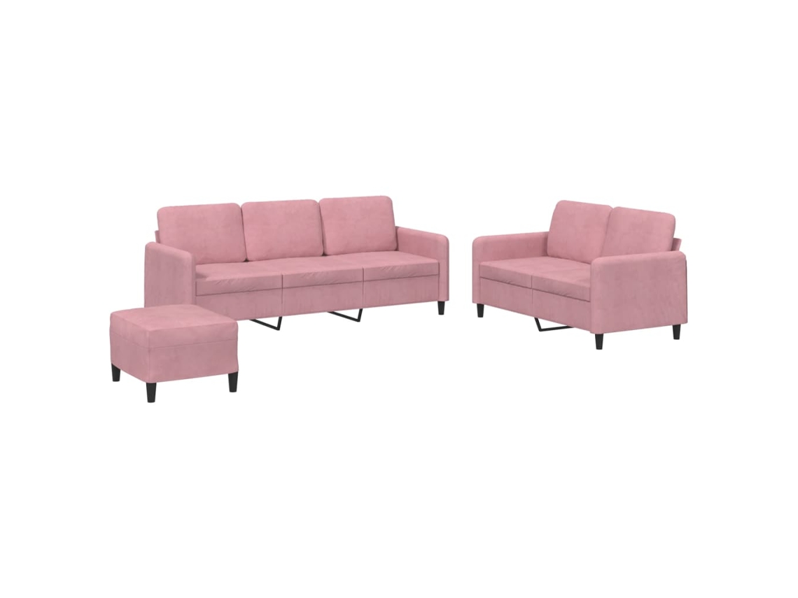 Conjunto 3 de Sofás Veludo Vida Xl Rosa