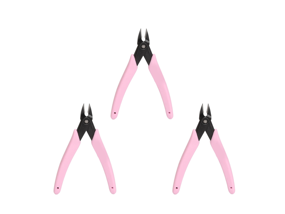 3pcs Alicate De Cutícula De Aço Inoxidável Com Rebote Automático E Anti-deslizante Para Remoção De Strass Rosa