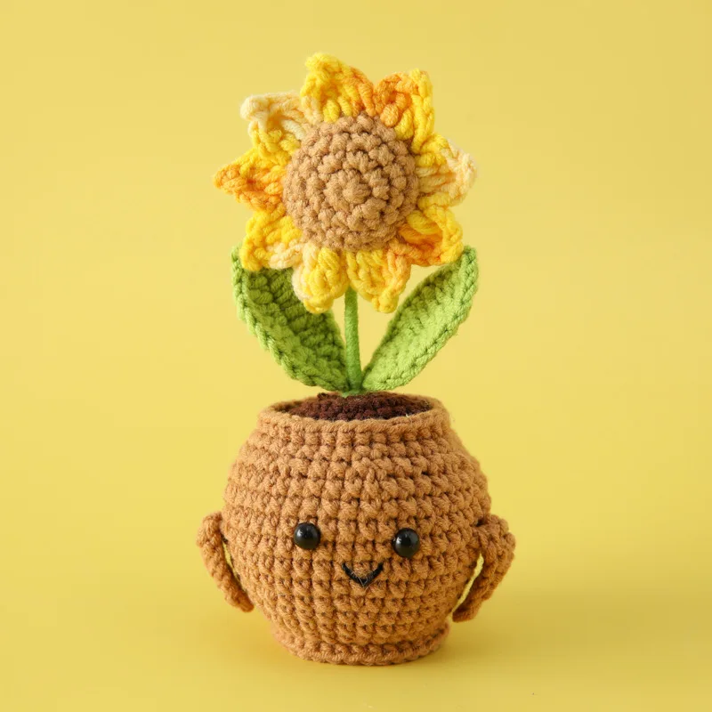 Planta Em Vaso De Crochê, Tricô Criativo, Flores Feitas À Mão