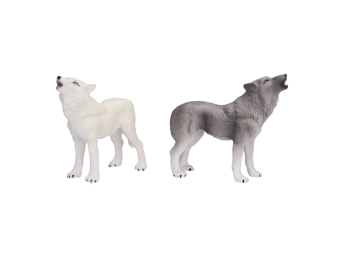 Conjunto de 2 figuras de lobo uivando, brinquedos educativos e presentes para crianças.