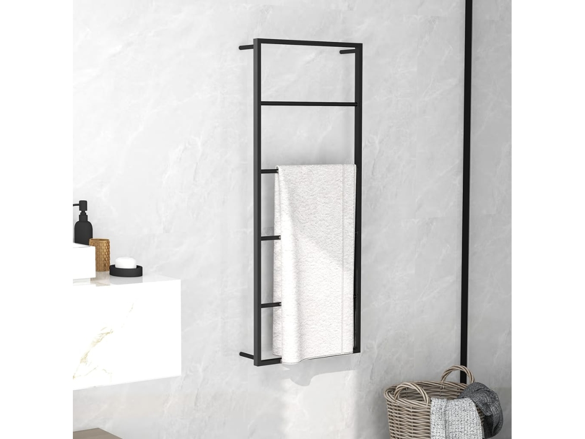 Vidaxl Toalheiro 45x10x115 Cm Aço Preto