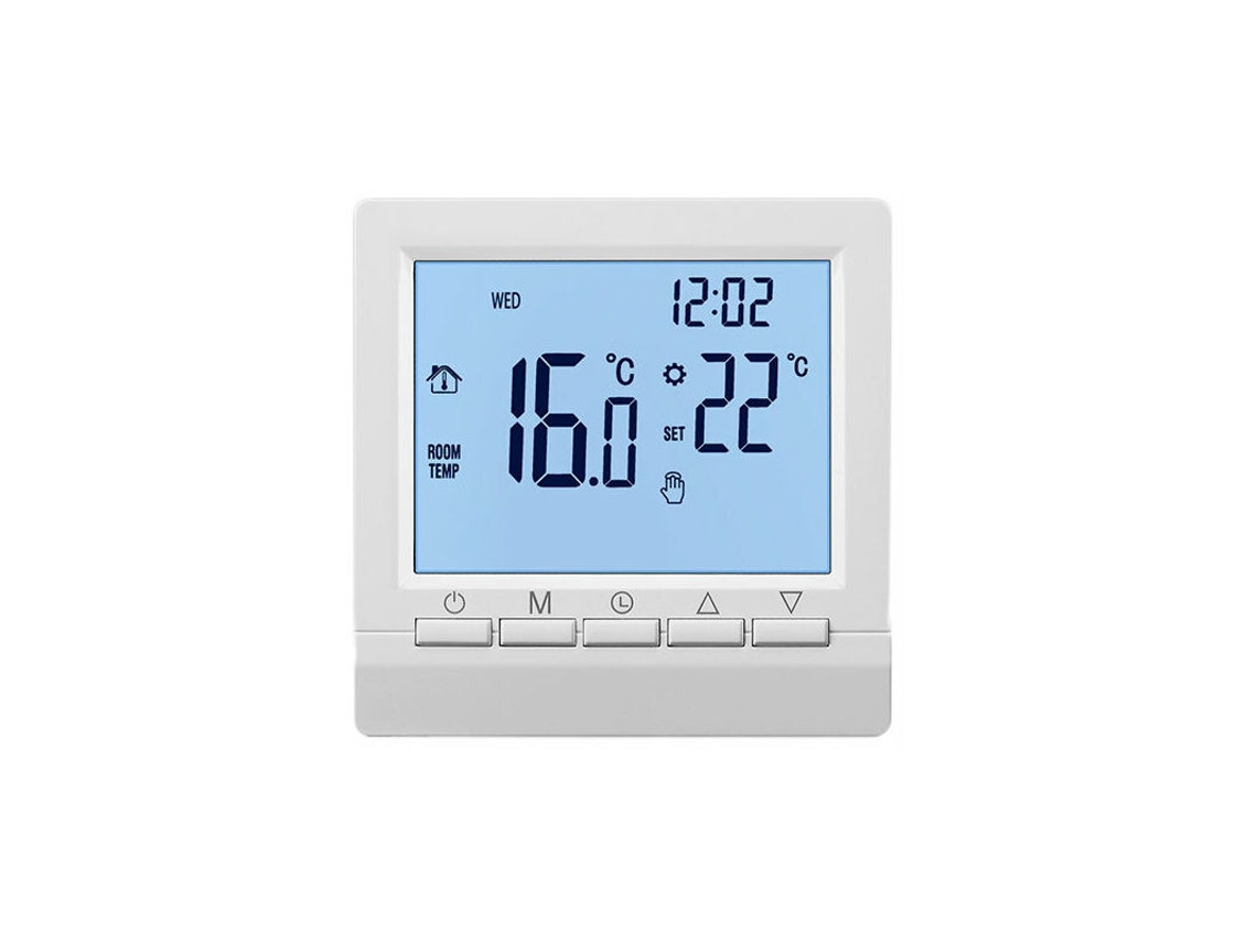 Termostato De Parede Inteligente Para Aquecimento De Piso Com Visor Lcd Luz De Fundo Azul Luz Branca Slowmoose