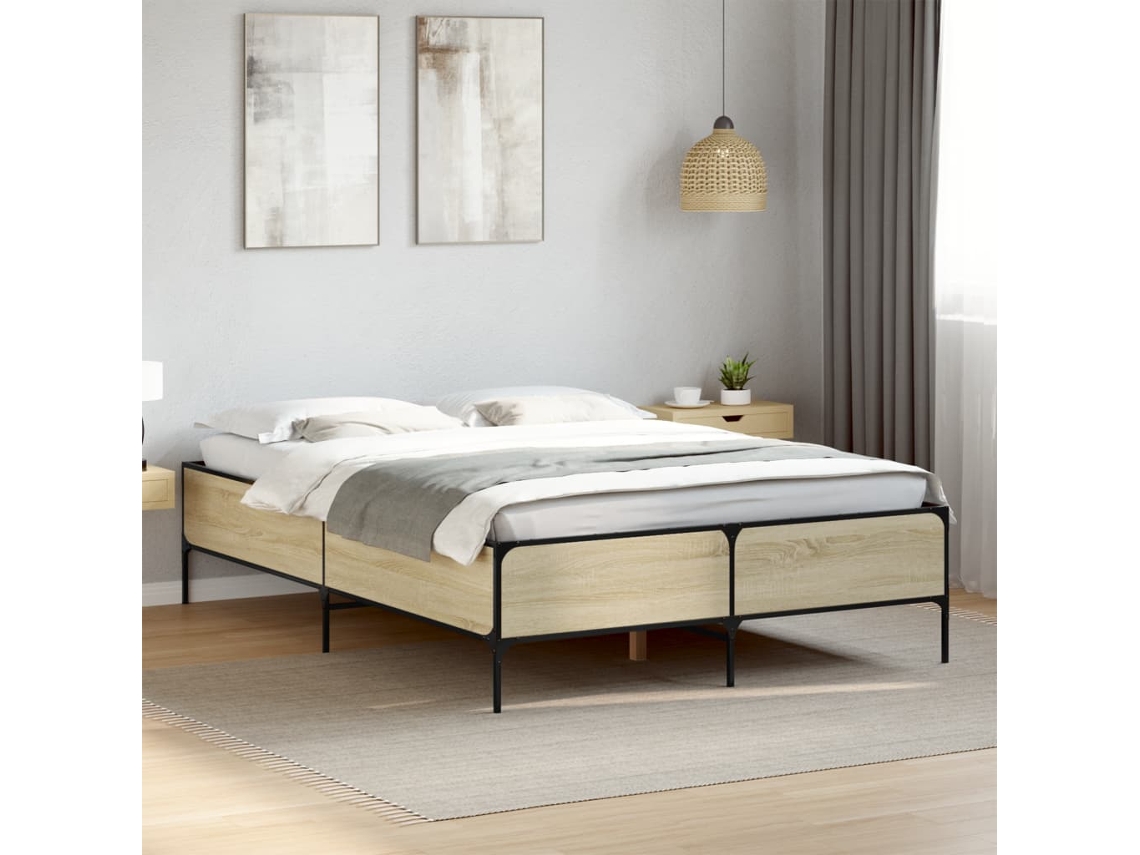 Estrutura De Cama 160x200 Cm Derivados Madeira/metal