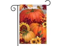 Bandeira de Jardim de Abóbora Vertical de 30X45 Cm Dupla Face Decoração de Outono com Pássaros NEVEANCE