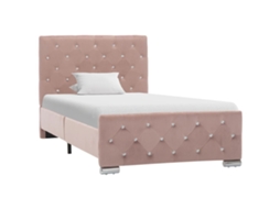 Vidaxl Estrutura De Cama 90x200 Cm Veludo Rosa