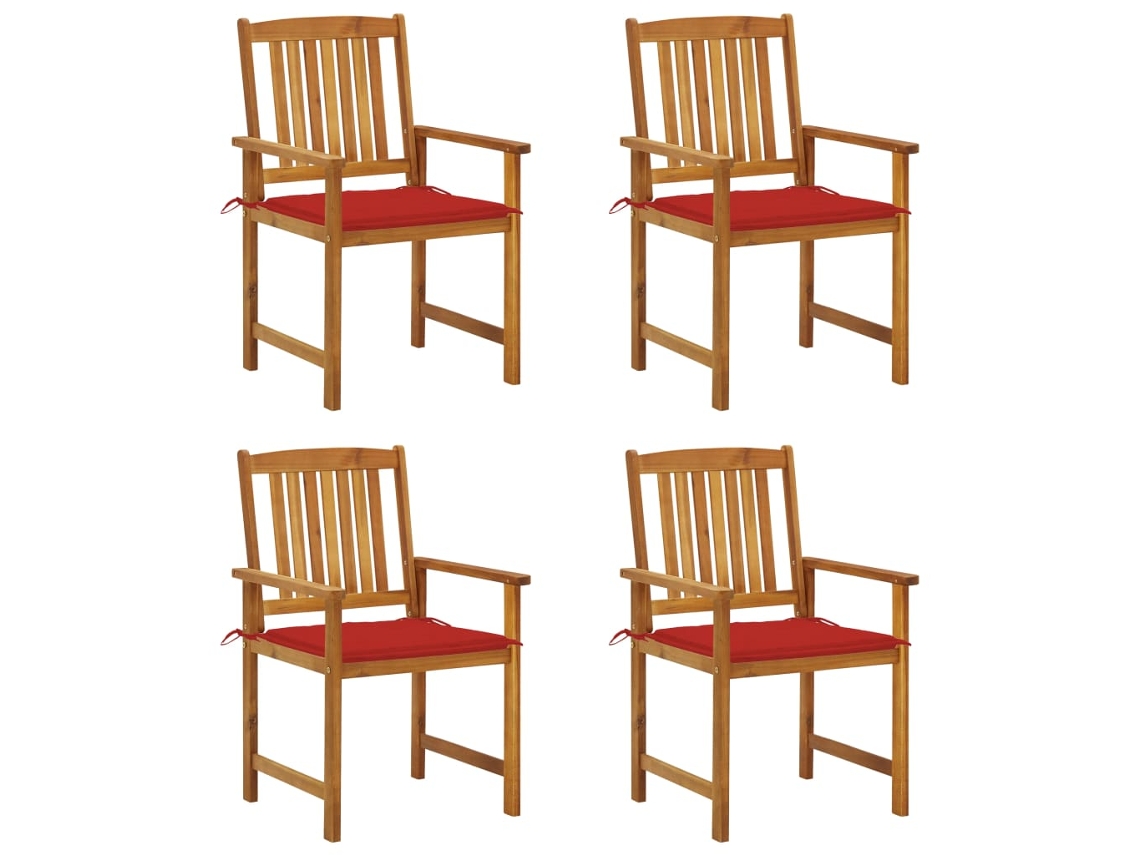 Garden Chair, Garden Chairs Vidaxl Vermelho Madeira De Acácia (n/a)
