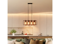 Luminária Pendente Moderna. Lustre no Teto com 4 Estruturas Giratórias e Altura Ajustável. 80 X 21 X 90 130 Cm. Nogueira Ge