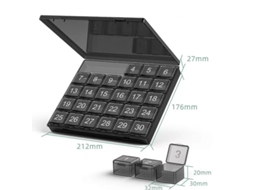 Organizador De Comprimidos Eifson 4 Semanas Grandes Compartimentos Sem Bpa (preto Transparente)
