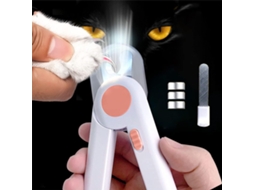 Cortador de unhas para animais de estimação com LED para roedores de pequeno e médio porte, rosa.
