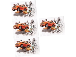 Conjunto de 4 Adesivos 3d para Parede Ou Janela com Tema de Carros. Ideal para Decoração. SFUSHOS