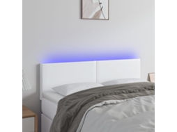 Cabecero de piel sintética con LED 144x5x78/88 cm Blanco