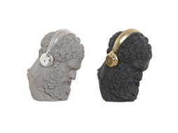 Figura Decorativa Casa Esprit Preto Cinzento Dourado Prateado Auriculares 14 X 10 X 17 Cm (2 Unidades)