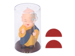 Baok - Ornamento de Pequeno Monge Sensível à Luz com Figura em Miniatura que Acena e Move as Mãos para Carros Azul