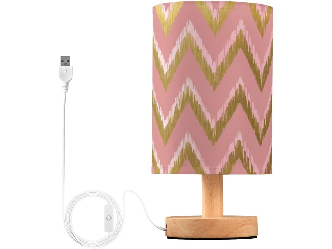 Abajur De Cabeceira Kll Com Usb 02_blush E Dourado, Estilo Lenço De Papel, Para Quarto Infantil