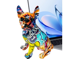 Escultura de Bulldog em Resina com Grafite para Escrita, Estátua Decorativa Compacta para Sala de Biblioteca/Animal - VAYOTOY
