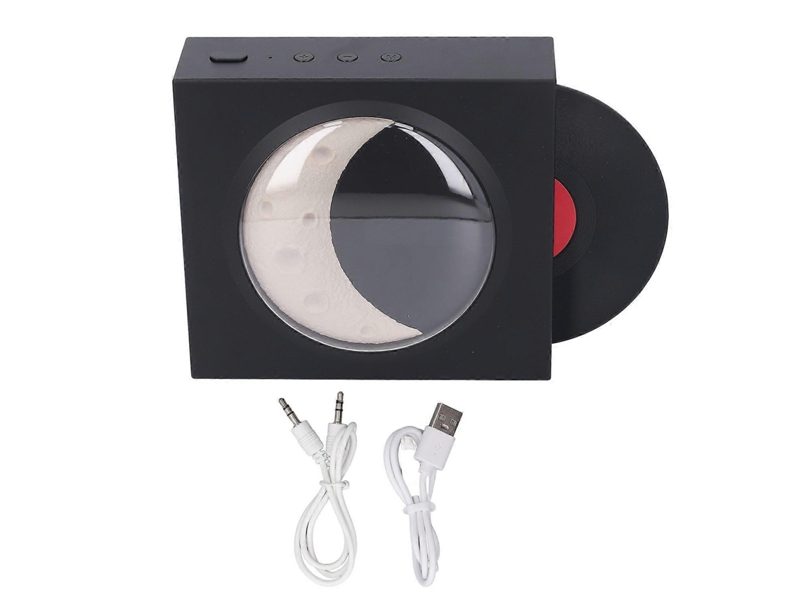 Retro Bt Speaker Moon Despertador Inovador Sem Fio Pequeno Alto Falante Para Home Office Moon Rock Preto Yunzii