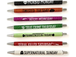 Conjunto de 7 Canetas Esferográficas com Glitter Natalinas para o Halloween, Feriados e como Recompensa. SFUSHOS
