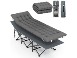 Cama Dobrável de Campismo Metal, Tecido Oxford Cor Cinzento Escuro 186x68x37 cm Outsunny