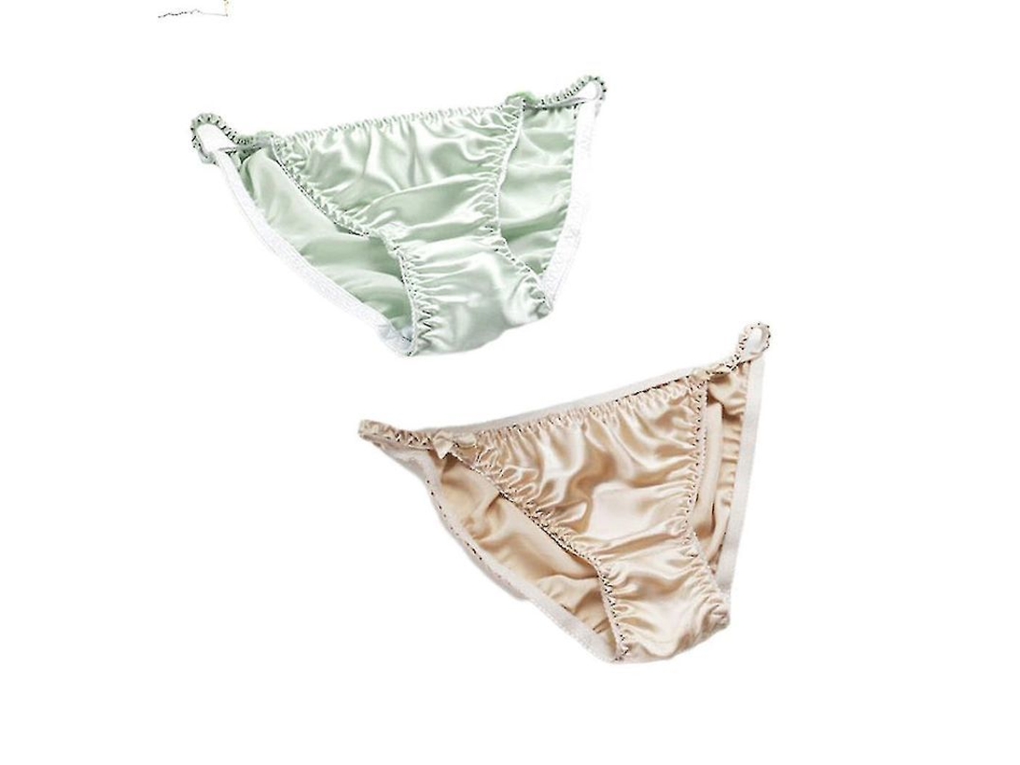 2026 2 Peças de Tanga de Seda de Morera para Mulher com Cinturón Elástico Alto Sexy Bikini Transpirable Tamanho S XXL