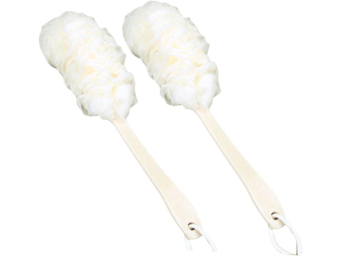 Conjunto De 2 Escovas Esfoliantes Corporais Minkissy, Tamanho Grande, Cabo Longo, Brancas, Para Banho E Massagem