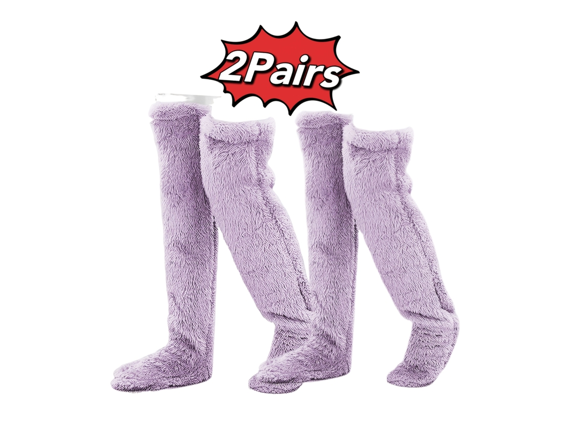 2 Pares De Meias Até Ao Joelho, Meias Altas E Quentinhas Para O Inverno, Aquecedores De Perna Macios E Quentes (roxo) Cuich