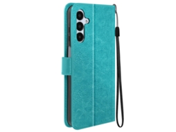 Capa Fólio Para Galaxy A25 5g Protetor De Pulseira Aba Multifuncional, Turquesa Nostalgia88