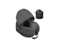 Travesseiro De Viagem Com Capuz, Em Formato U, Para Escritório, Avião, Apoio Cabeça, Pescoço, Cochilo Preto. Aquaforge