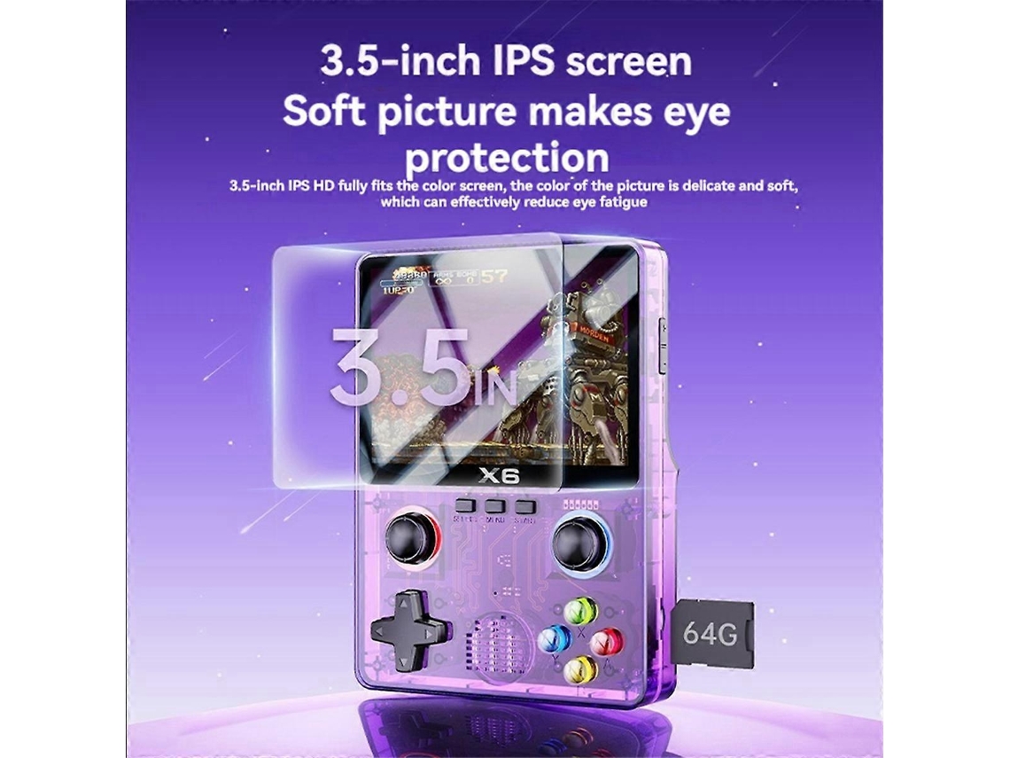 Console De Jogos Retrô X6 Com Tela Ips De 3,5 Polegadas, Player De Jogos Portátil, Suporte Para Fliperama Retrô, Emula 11 Ly Ebike