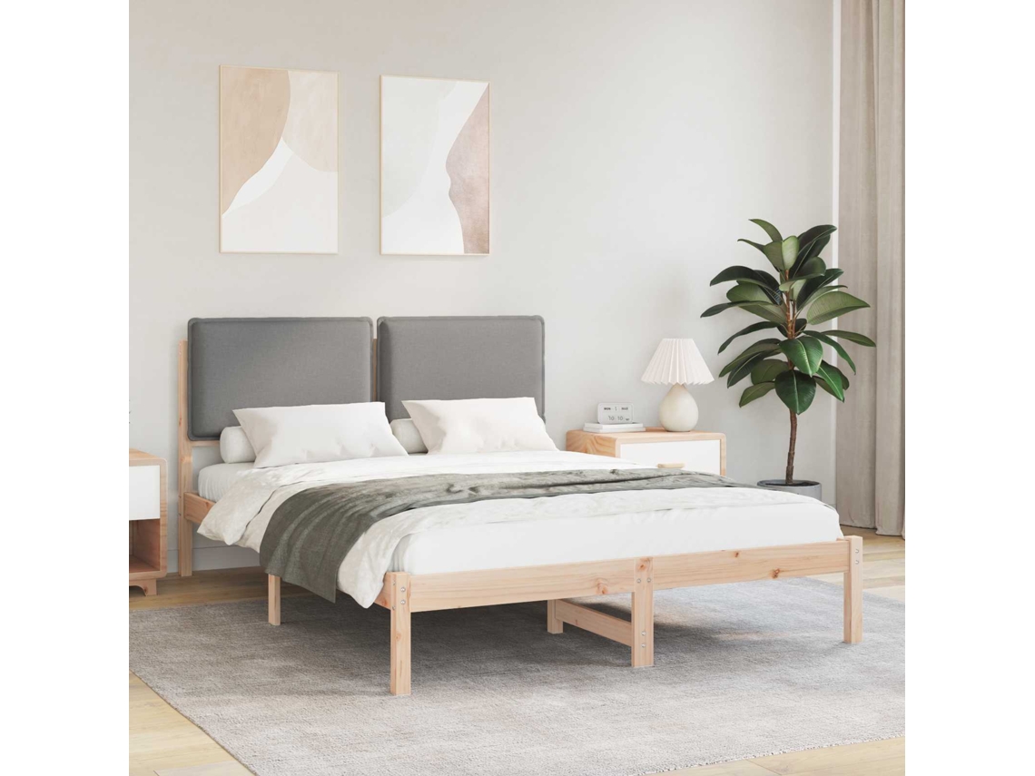 Vidaxl Estrutura De Cama Com Cabeceira Estofada Cinzento-claro