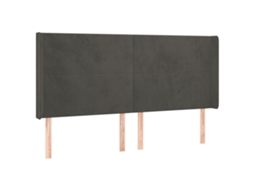 Cabeceira de Cama com Abas Veludo Cinzento Escuro MAISON EXCLUSIVE (163x16x118 cm)