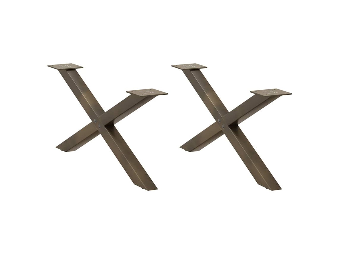 Vidaxl Pés Para Mesa De Centro Em Formato De X, 2 Peças, Aço Natural, 70x(30-31) Cm, Aço