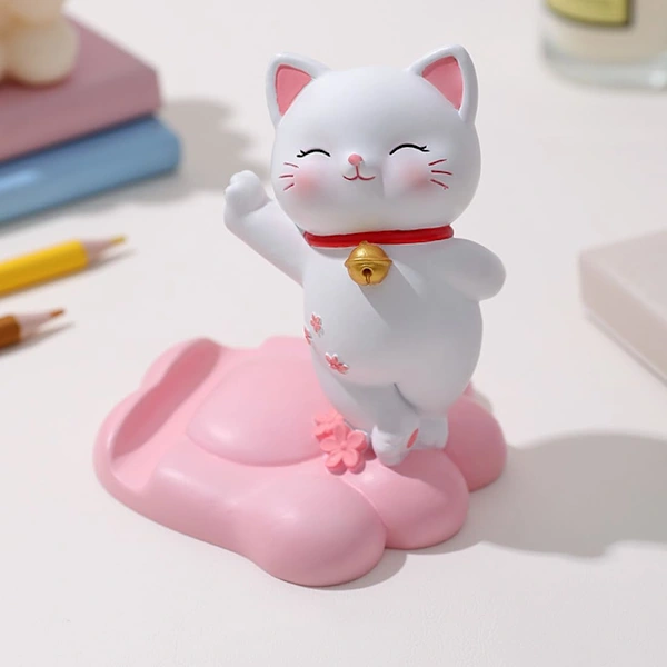 Suporte Para Celular Gato Da Sorte, Decoração De Mesa, Suporte De Resina