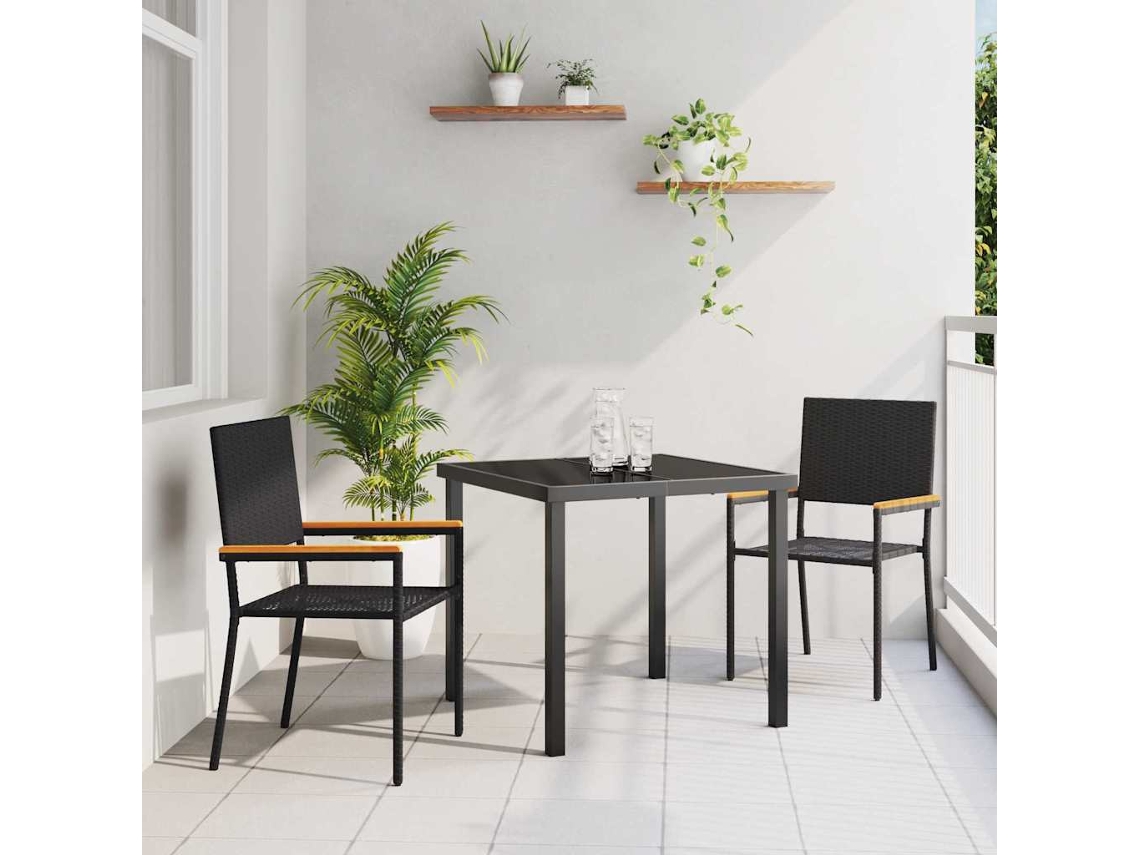 Vidaxl Cadeiras Empilháveis Para Jardim 2 Unid. Preto E Marrom