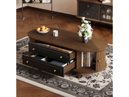 Mesa Centro Nogueira 100x50x36 2 Gavetas Preto VOLTEDGE