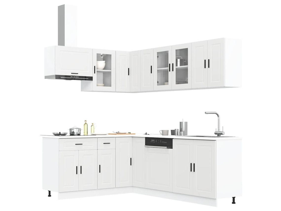 Vidaxl 11 Peças Armário De Cozinha Conjunto Porto Branco