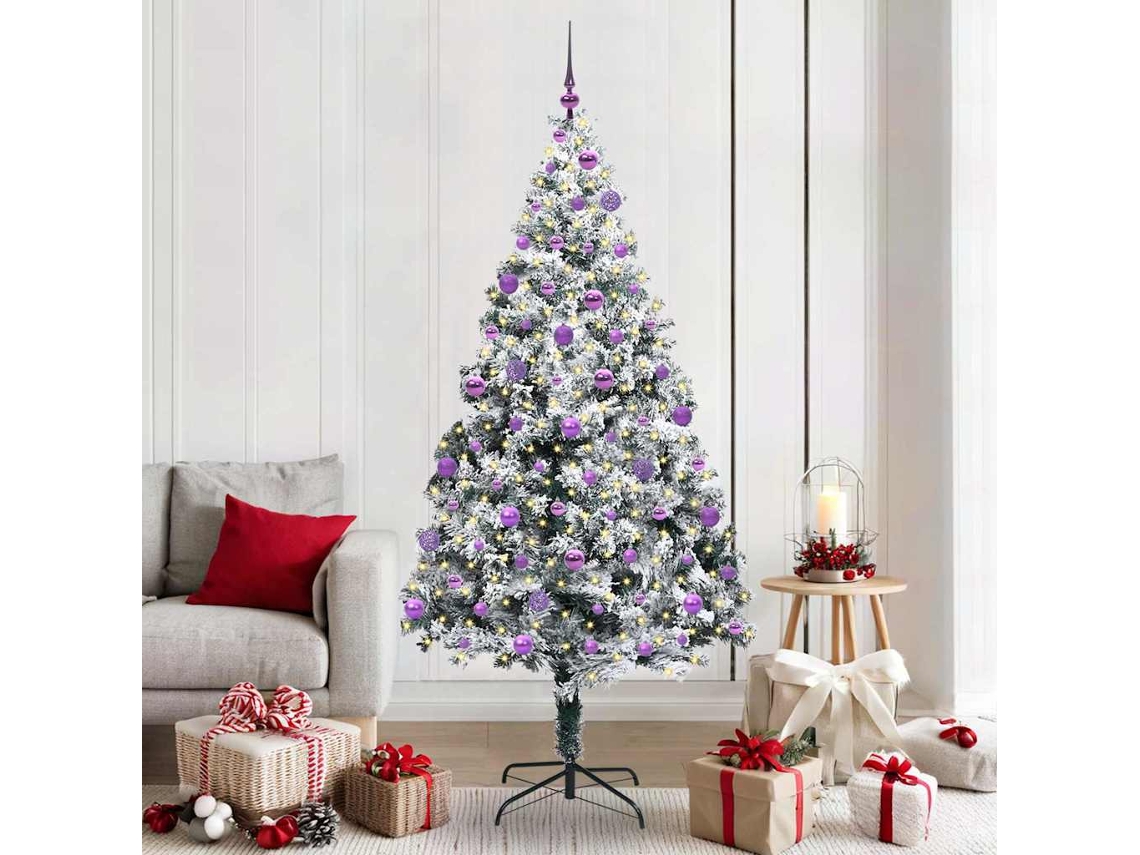 Vidaxl Árvore De Natal Artificial Branco 210 Cm Pvc, Aço E Plástico
