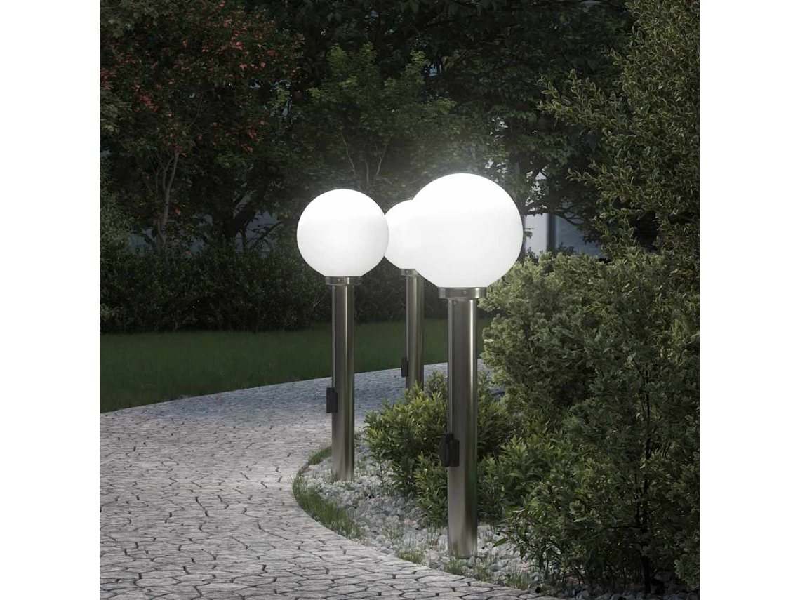 Vidaxl Luminárias De Balizador Com Tomada, 3 Peças, 80 Cm, Aço Inoxidável, Ip44