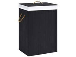 Vidaxl Cesto Para Roupa Suja C/ Secção Única Bambu Preto